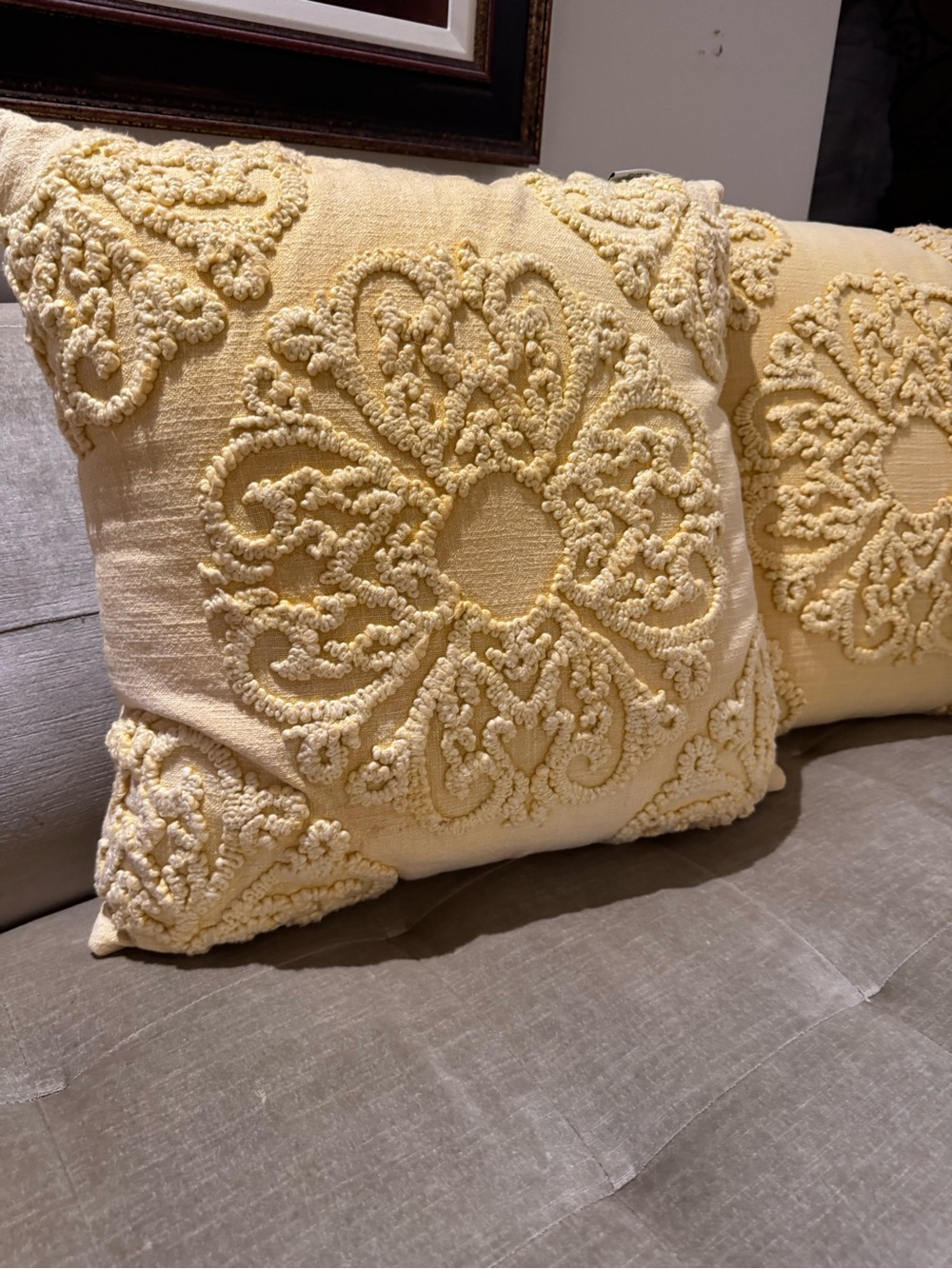 Textured Yellow Decorative Throw Pillow - Home Accents Set of 2
